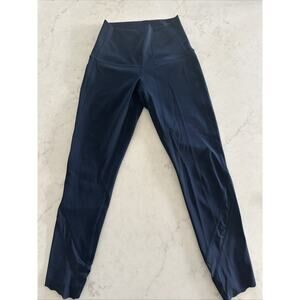 Lululemon Lulu Leggings Navy Blue 4 23in Inseam Sheer Accent Workout Athleisure